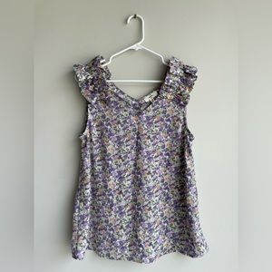 Entro Purple Floral Ruffle Blouse